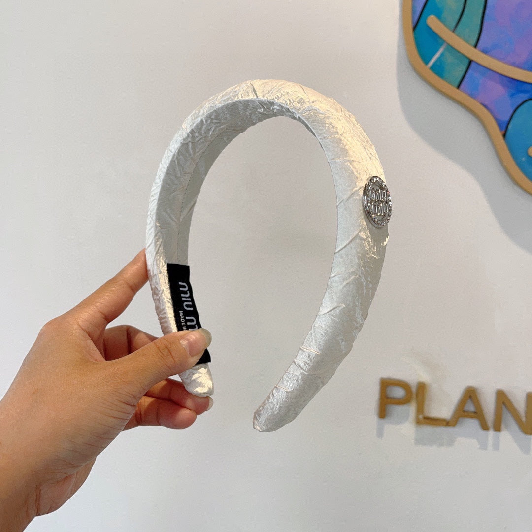 CHANEL THICK HEADBAND IN WHITE FABRIC 432778