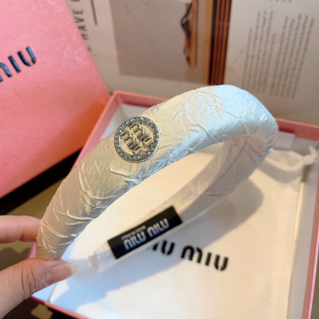 CHANEL THICK HEADBAND IN WHITE FABRIC 432778