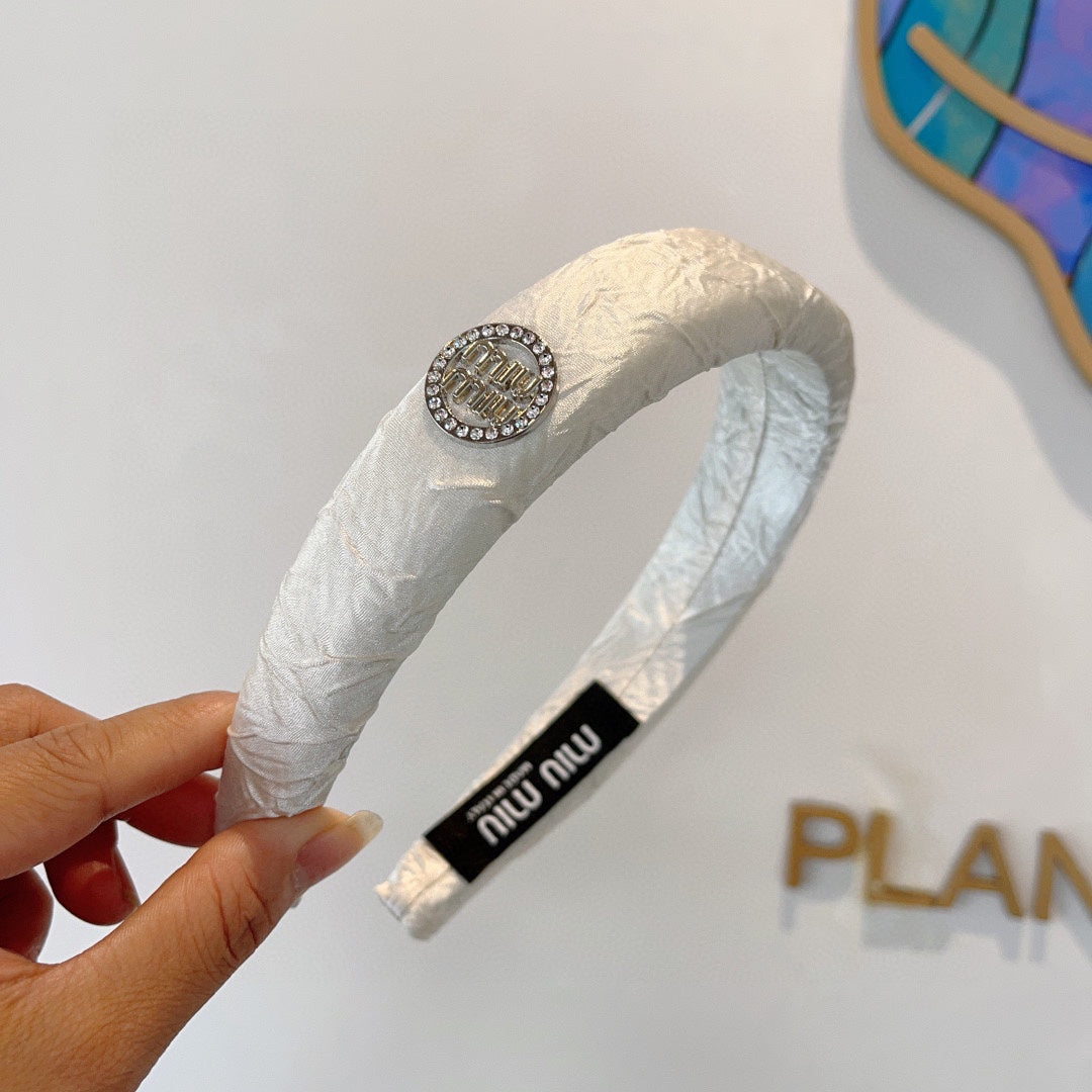CHANEL THICK HEADBAND IN WHITE FABRIC 432778
