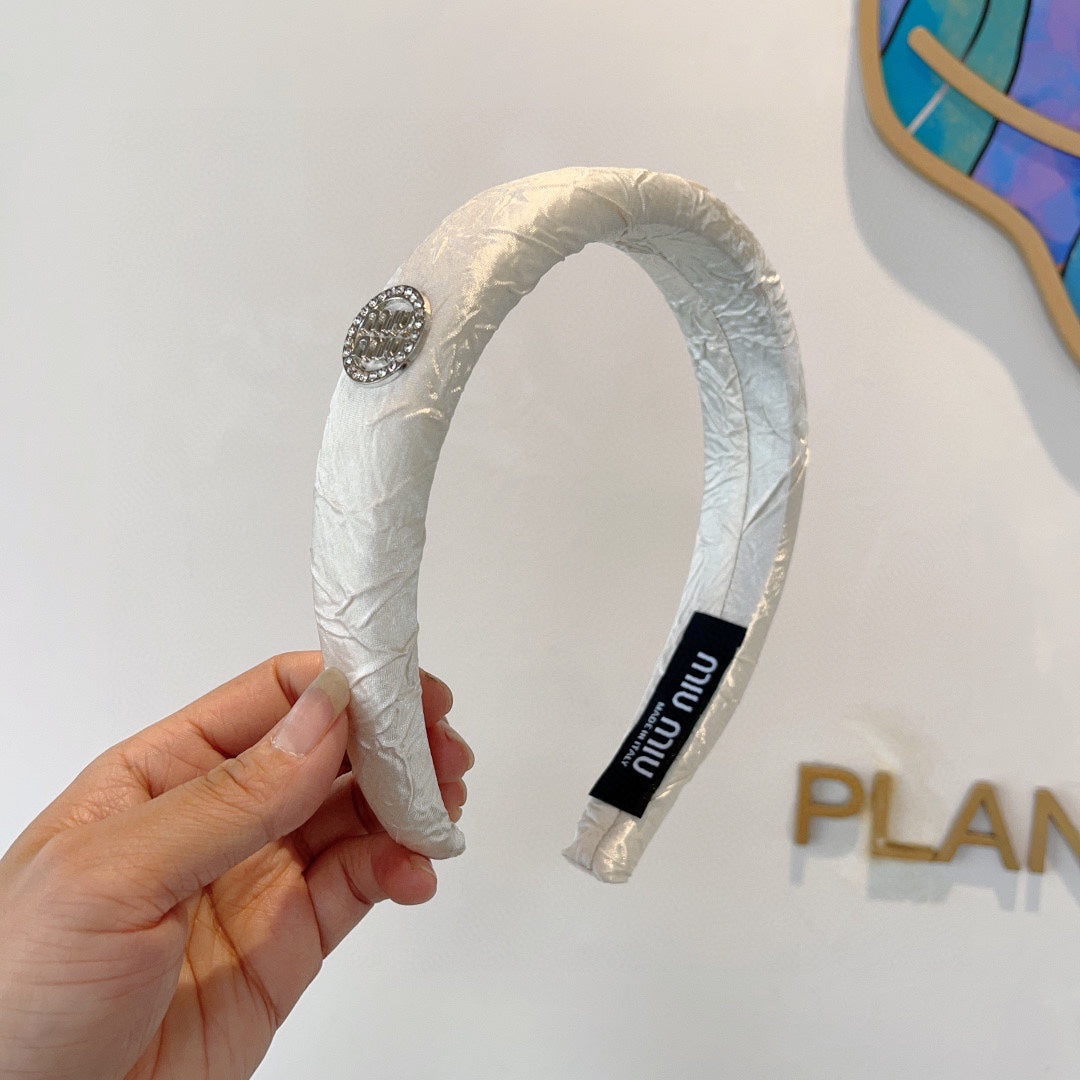 CHANEL THICK HEADBAND IN WHITE FABRIC 432778