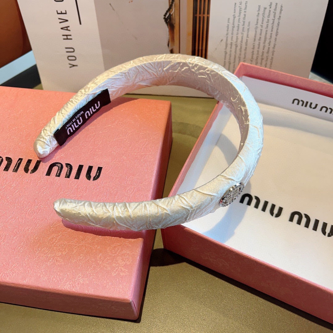 CHANEL THICK HEADBAND IN WHITE FABRIC 432778