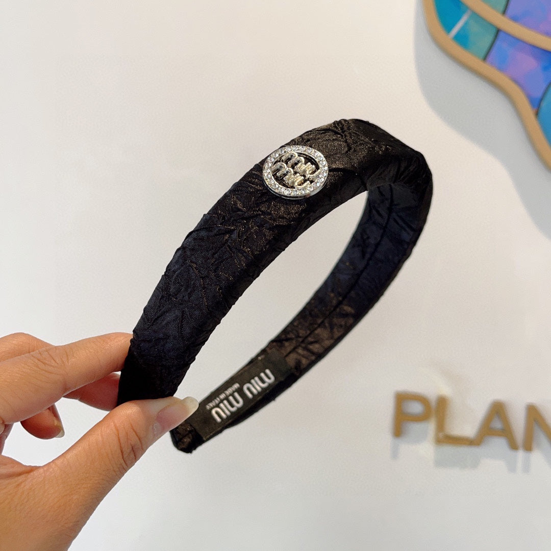 CHANEL THICK HEADBAND IN BLACK FABRIC 432779