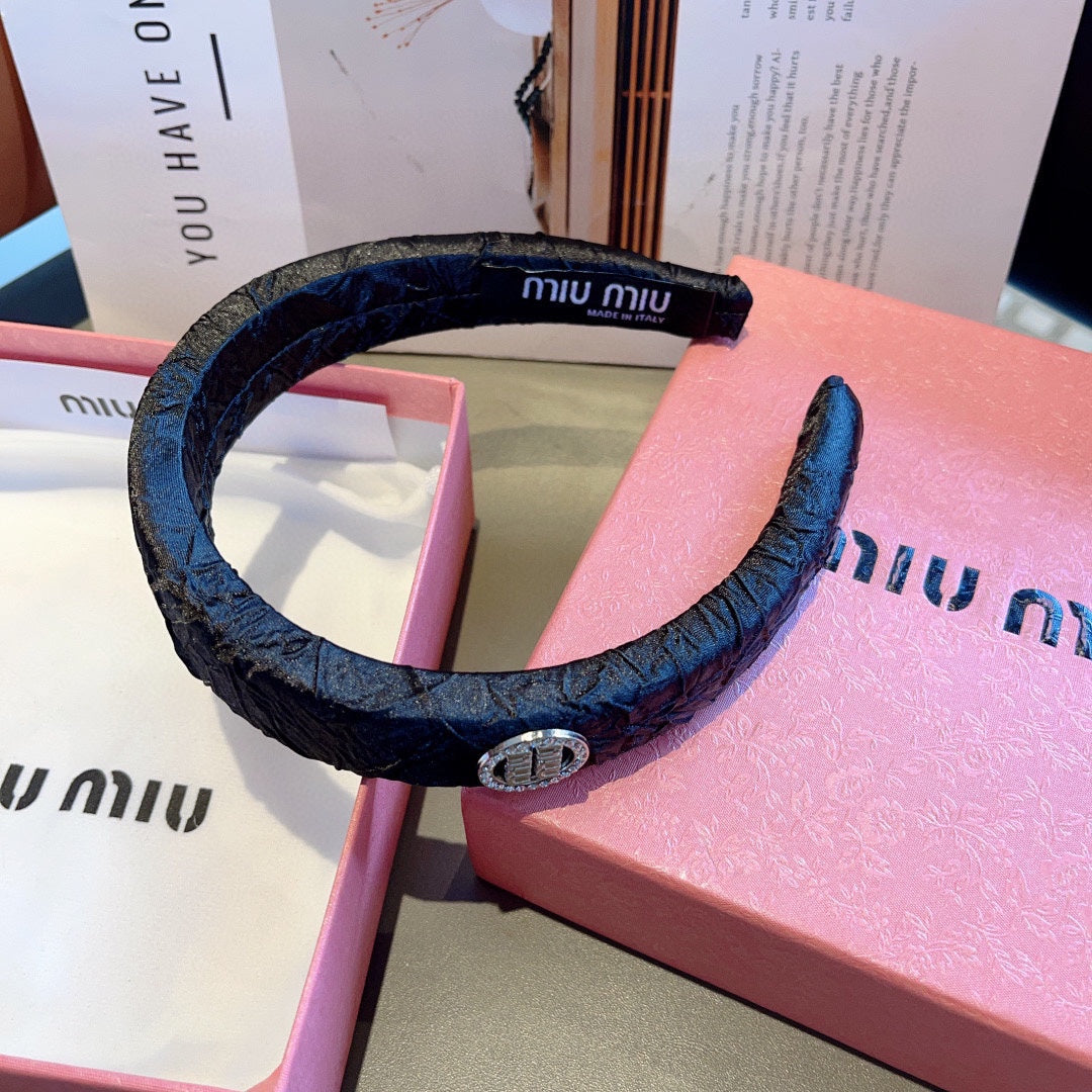 CHANEL THICK HEADBAND IN BLACK FABRIC 432779