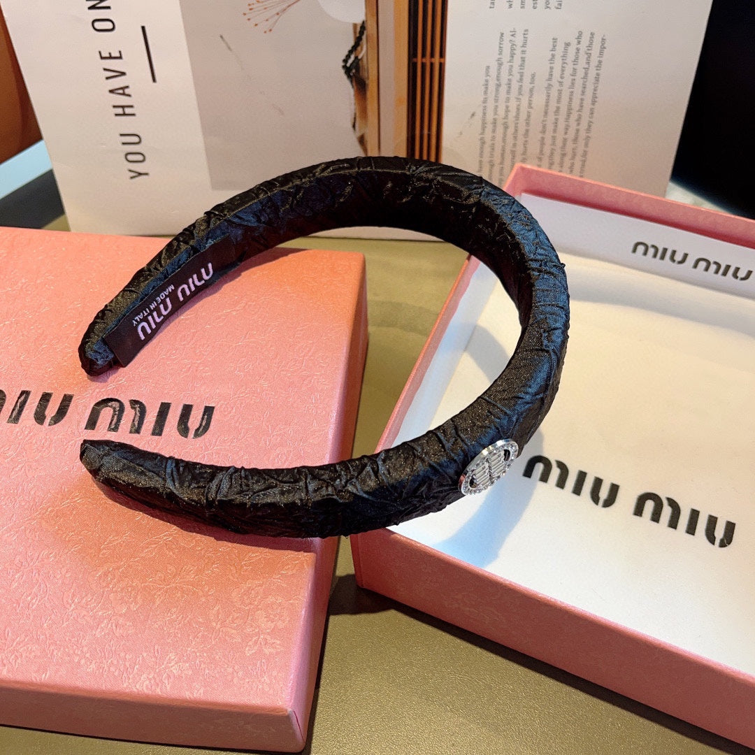 CHANEL THICK HEADBAND IN BLACK FABRIC 432779
