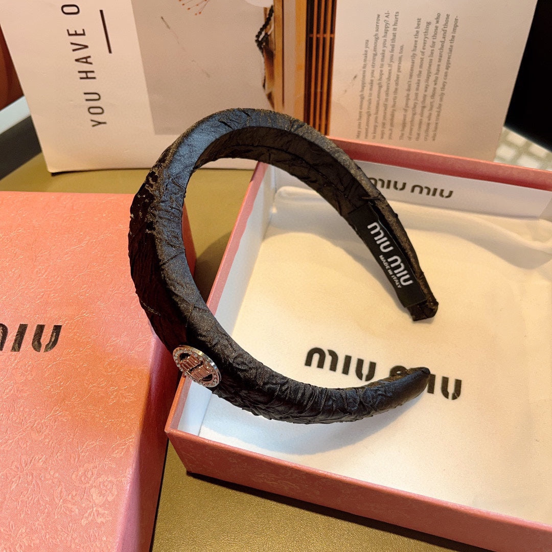 CHANEL THICK HEADBAND IN BLACK FABRIC 432779