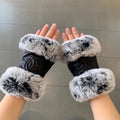 CHANEL SHORt-STYLE GLOVES IN BLACK SHEEPSKIN AND RABBIT FUR 463852