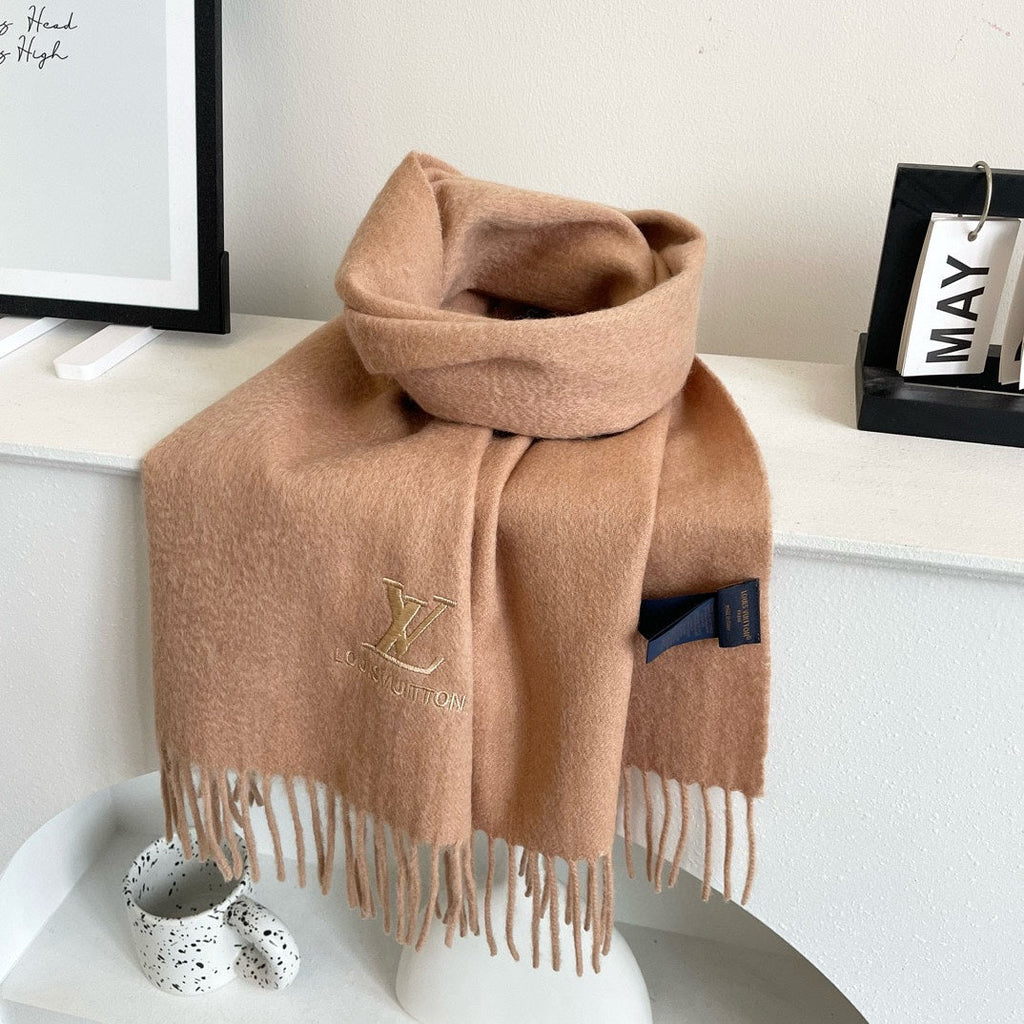 LOUIS VUITTON SCARF 180 CM IN SAND BROWN CASHMERE 396550
