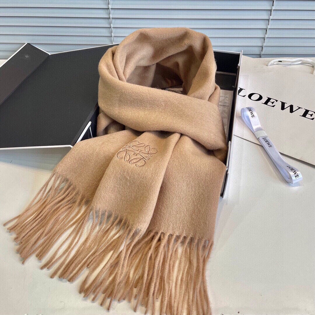 LOEWE SCARF 190 CM IN CAMEL BEIGE LAMBSWOOL 413839