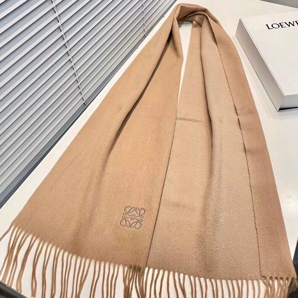 LOEWE SCARF 190 CM IN CAMEL BEIGE LAMBSWOOL 413839