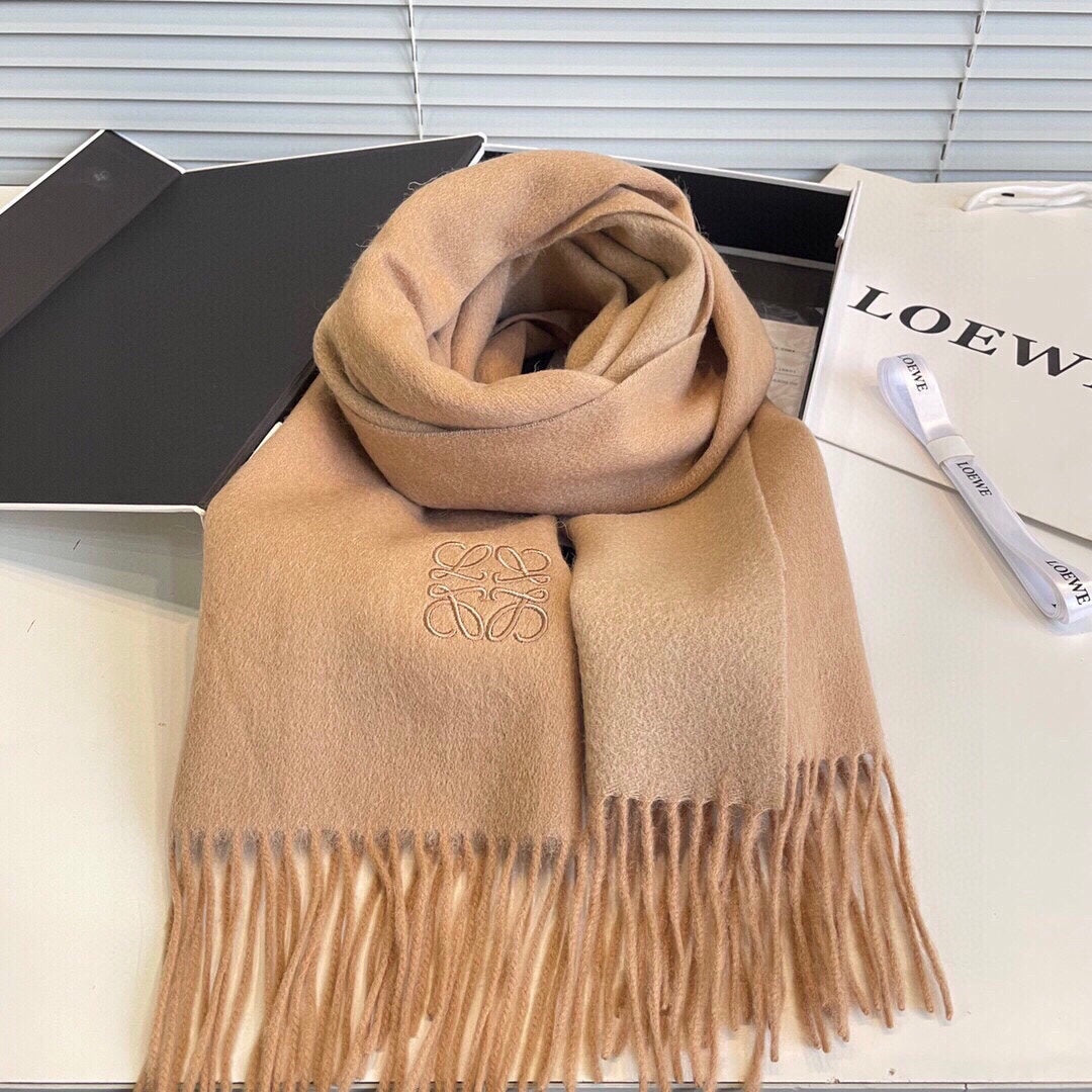 LOEWE SCARF 190 CM IN CAMEL BEIGE LAMBSWOOL 413839