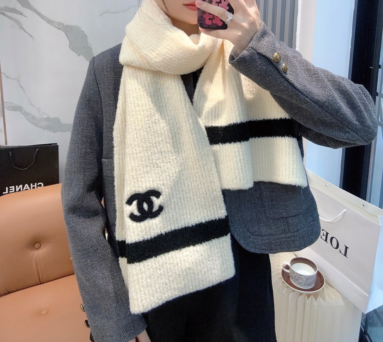 CHANEL 25S SCARF 175 CM IN  WOOL CASHMERE 943160