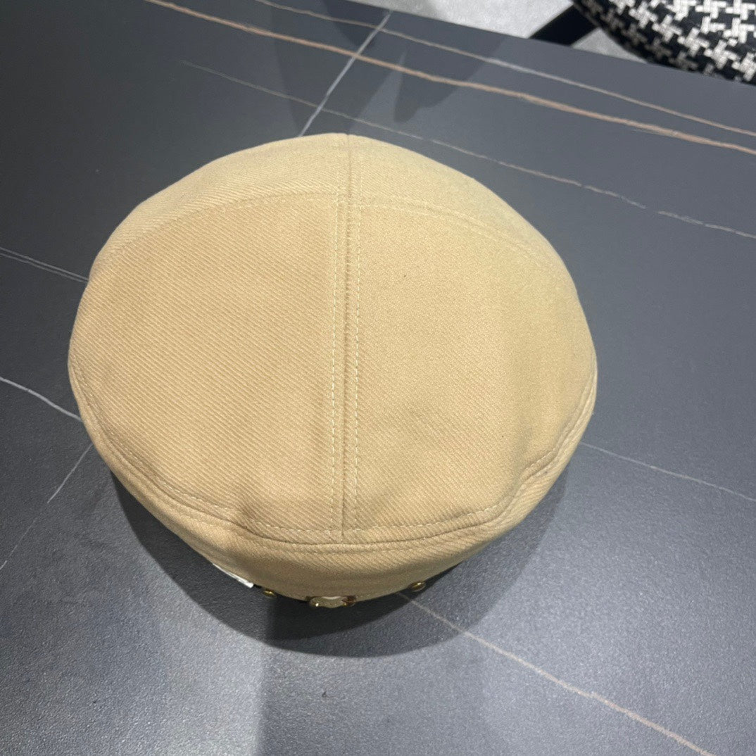 CHANEL BERET HAT IN OAT YELLOW FABRIC 419384