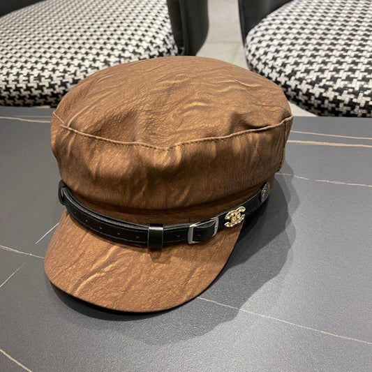 CHANEL BAKER BOY CAP IN PECAN BROWN CALFSKIN 420947