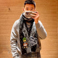 LOUIS VUITTON TIGER PATTERN SCARF 205 CM IN BLACK CASHMERE  390875