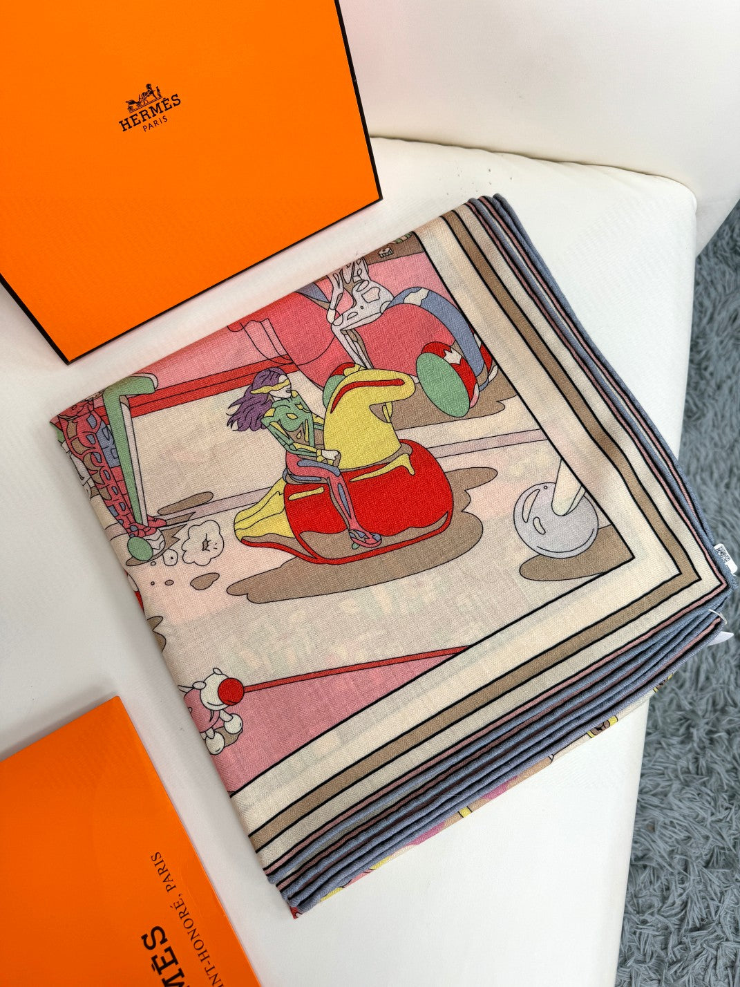 HERMES LOCOMOTION SHAWL 135 CM COLORFUL 385393