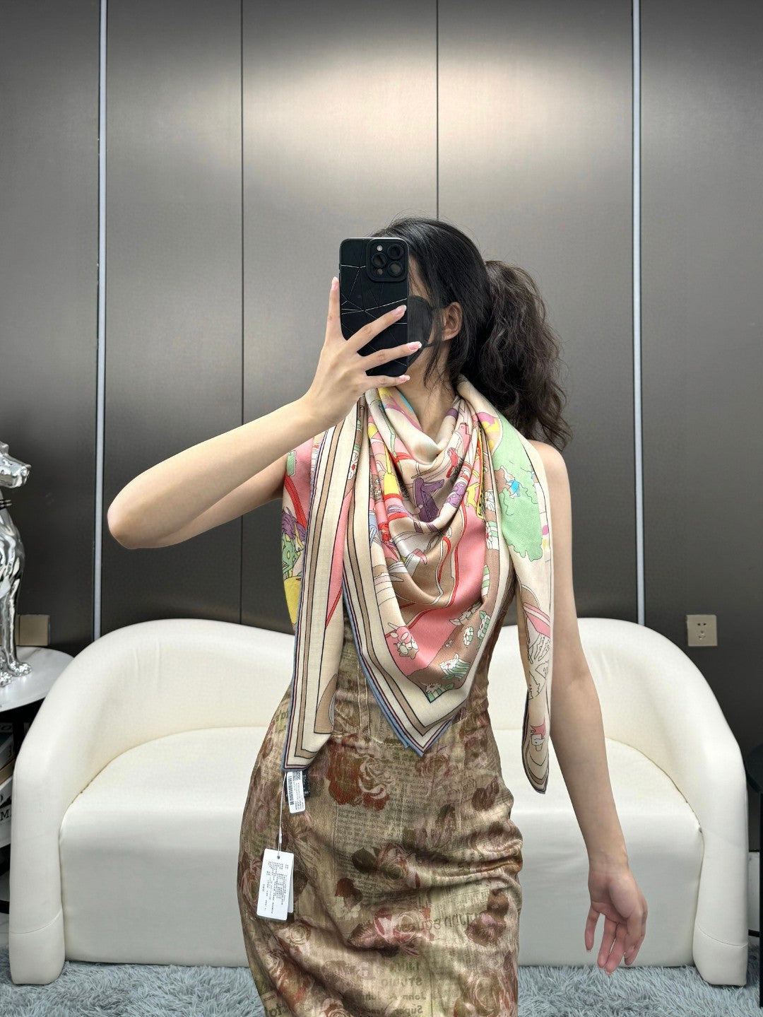 HERMES LOCOMOTION SHAWL 135 CM COLORFUL 385393