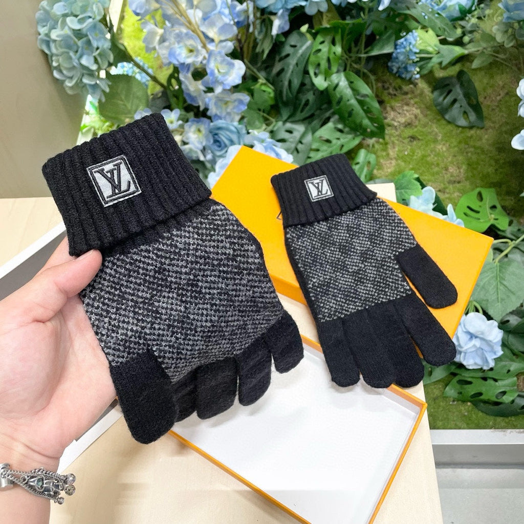 LOUIS VUITTON LV GLOVES IN BLACK WOOL 462428