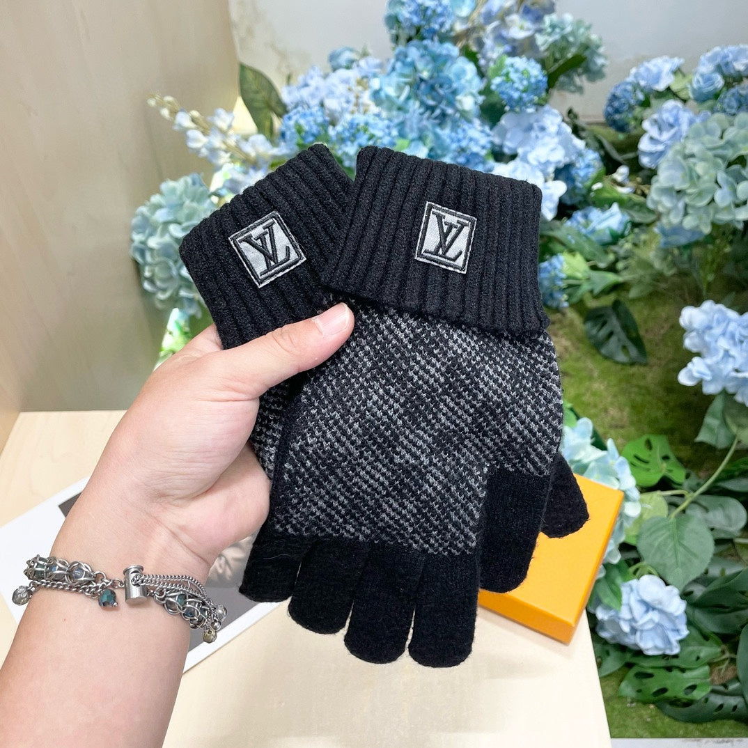 LOUIS VUITTON LV GLOVES IN BLACK WOOL 462428