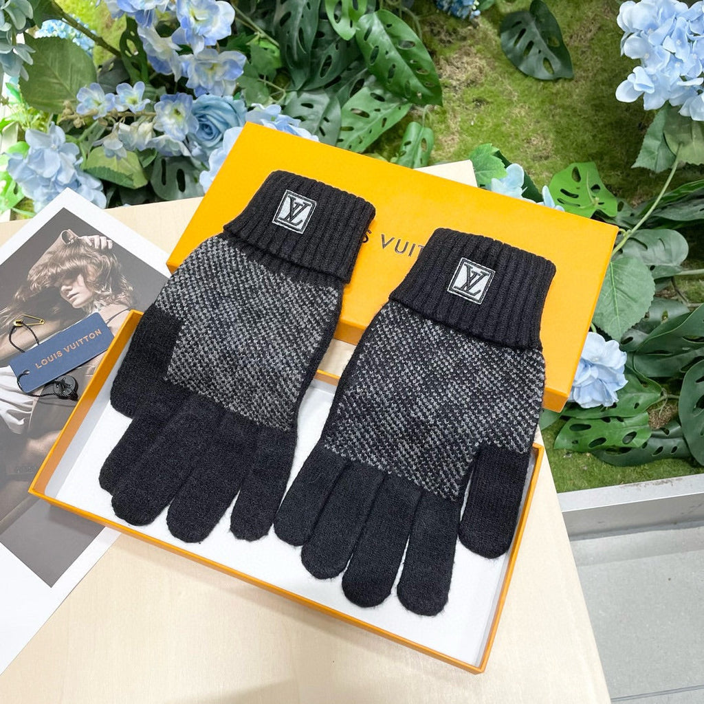 LOUIS VUITTON LV GLOVES IN BLACK WOOL 462428