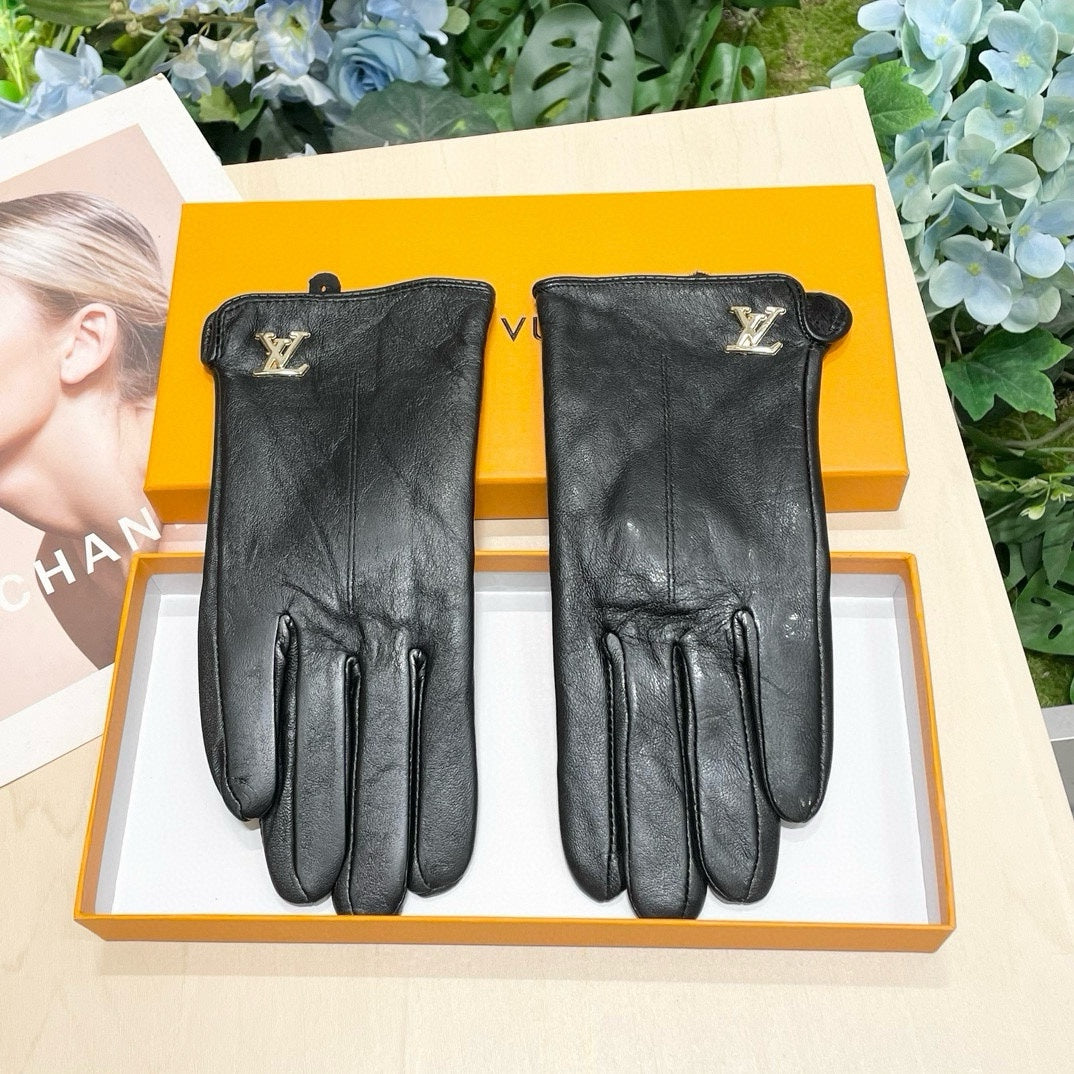 LOUIS VUITTON LV GLOVES IN BLACK LAMBSKIN 464977