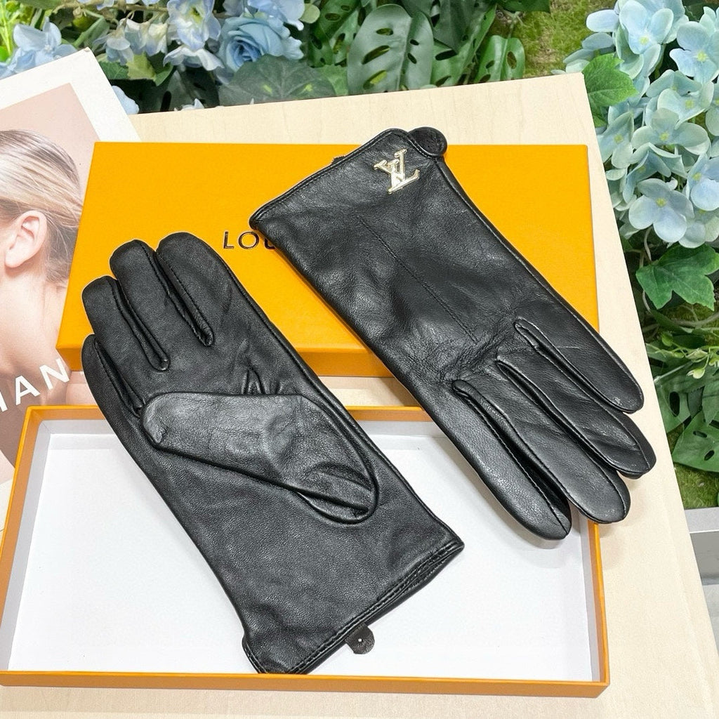 LOUIS VUITTON LV GLOVES IN BLACK LAMBSKIN 464977