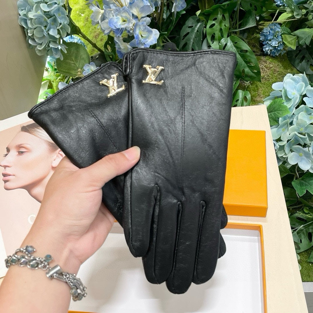 LOUIS VUITTON LV GLOVES IN BLACK LAMBSKIN 464977