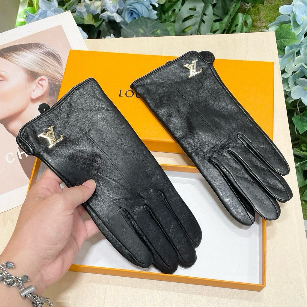 LOUIS VUITTON LV GLOVES IN BLACK LAMBSKIN 464977