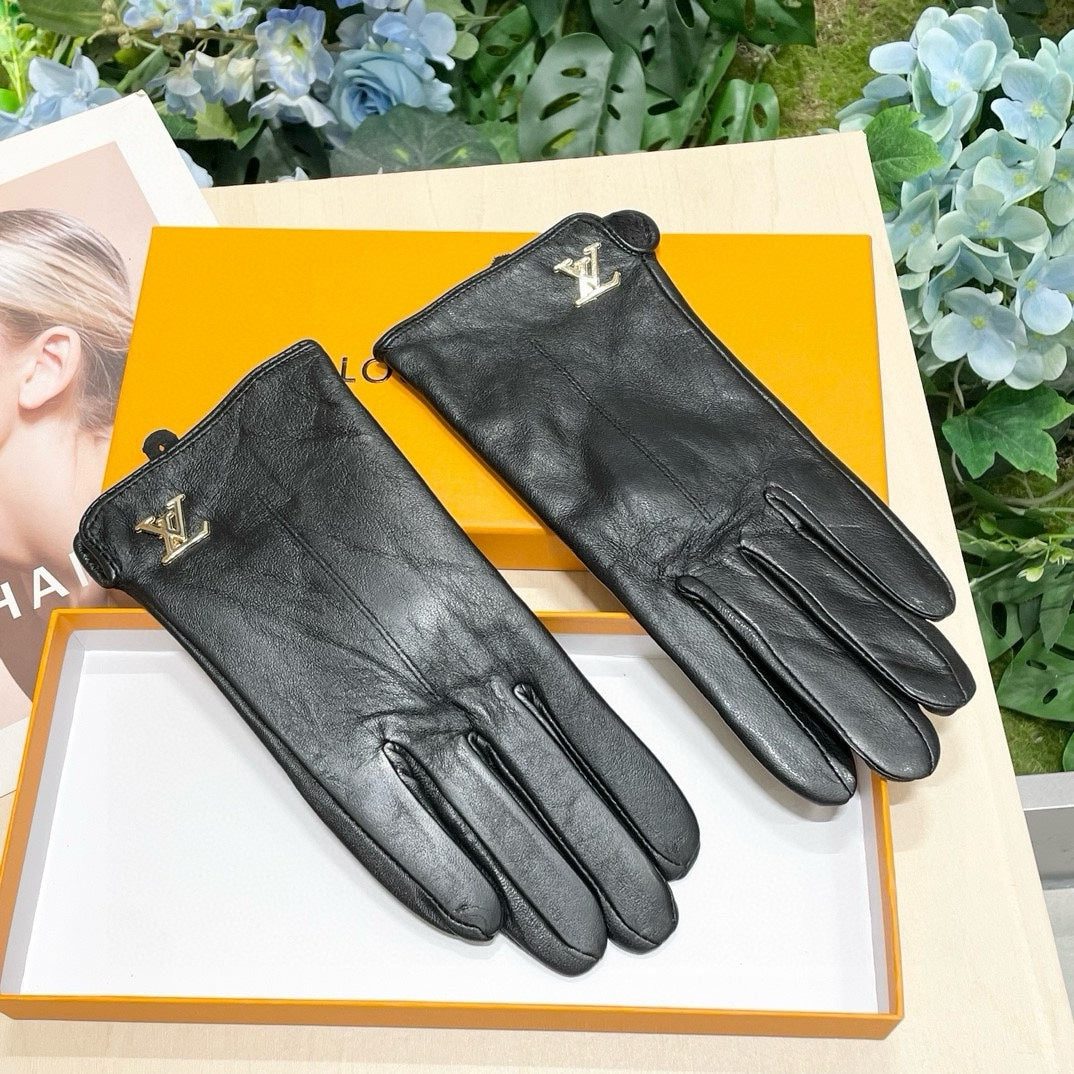 LOUIS VUITTON LV GLOVES IN BLACK LAMBSKIN 464977