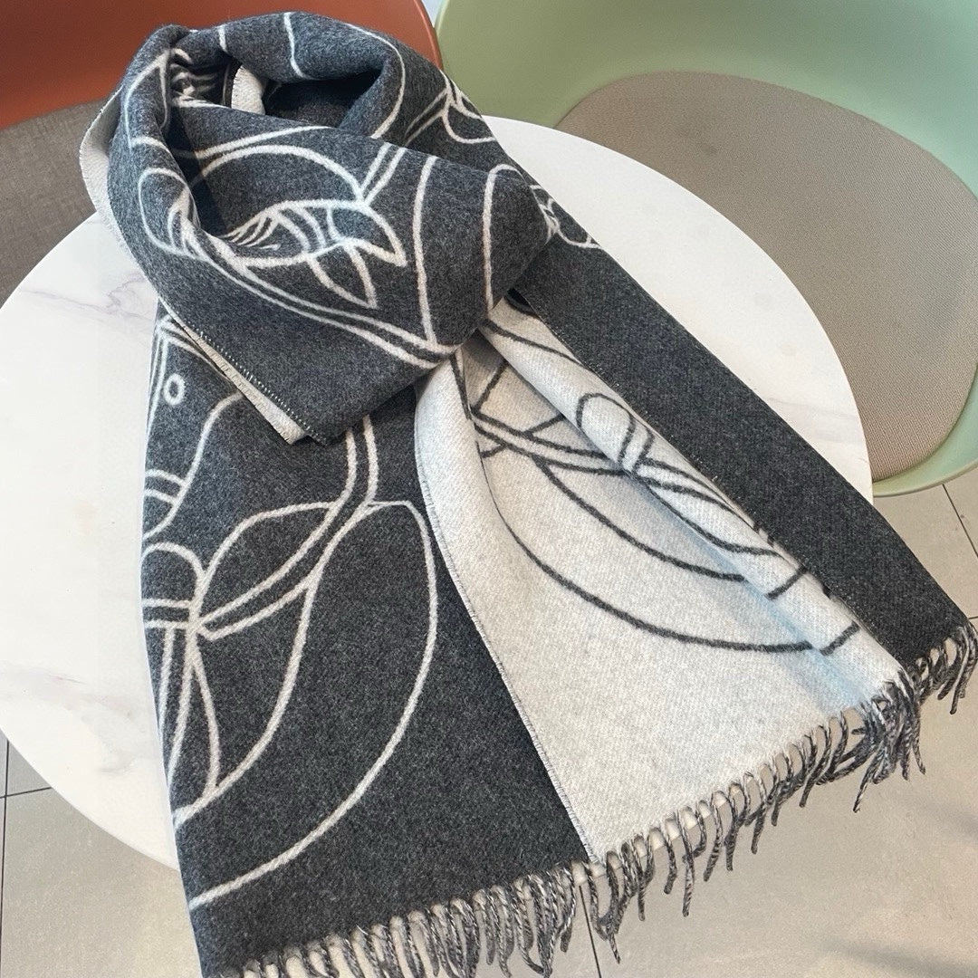 HERMES CASAQUE ENTRELACS EQUESTRES 190 CM SCARF IN SHADOW GRAY CASERE