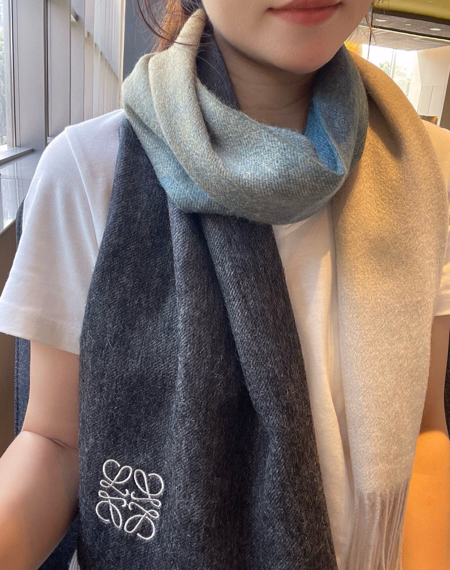 LOEWE SCARF 180 CM IN COLORFUL CASHMERE AND WOOL 411659