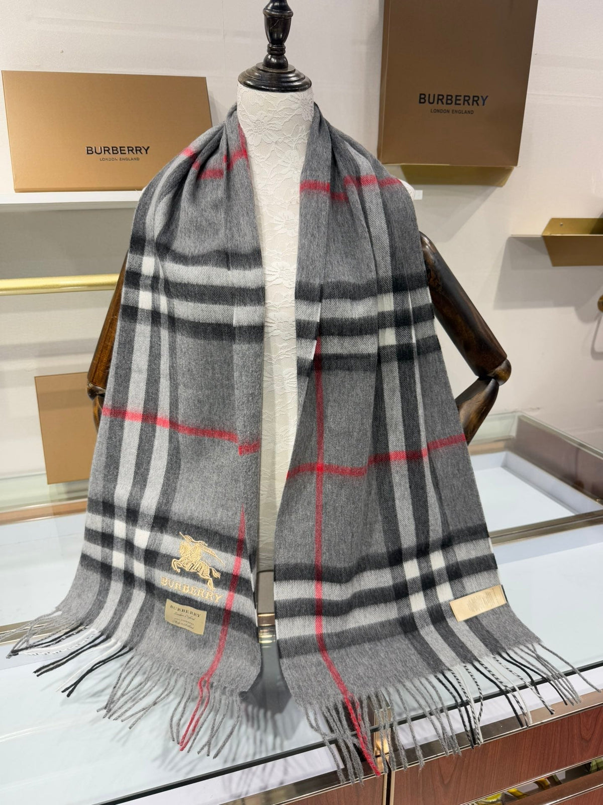 BURBERRY BBR SCARF 180 CM IN CASHMERE 732174