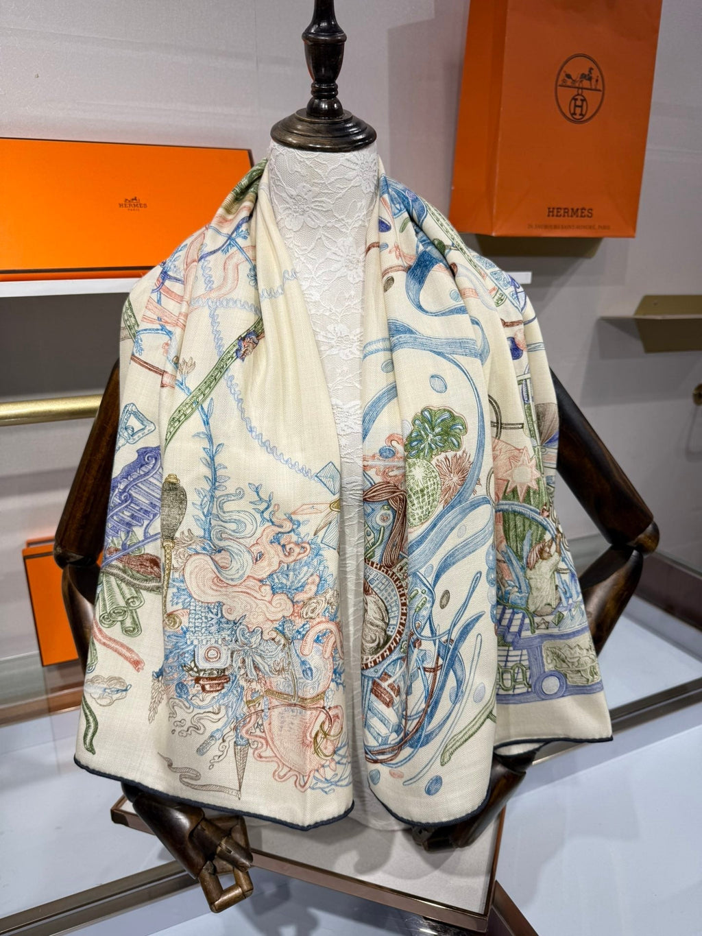 HERMES HERMES 25S SCARF 136 IN SILK CASERE 989710