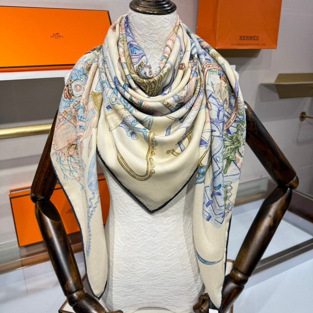 HERMES HERMES 25S SCARF 136 IN SILK CASERE 989710