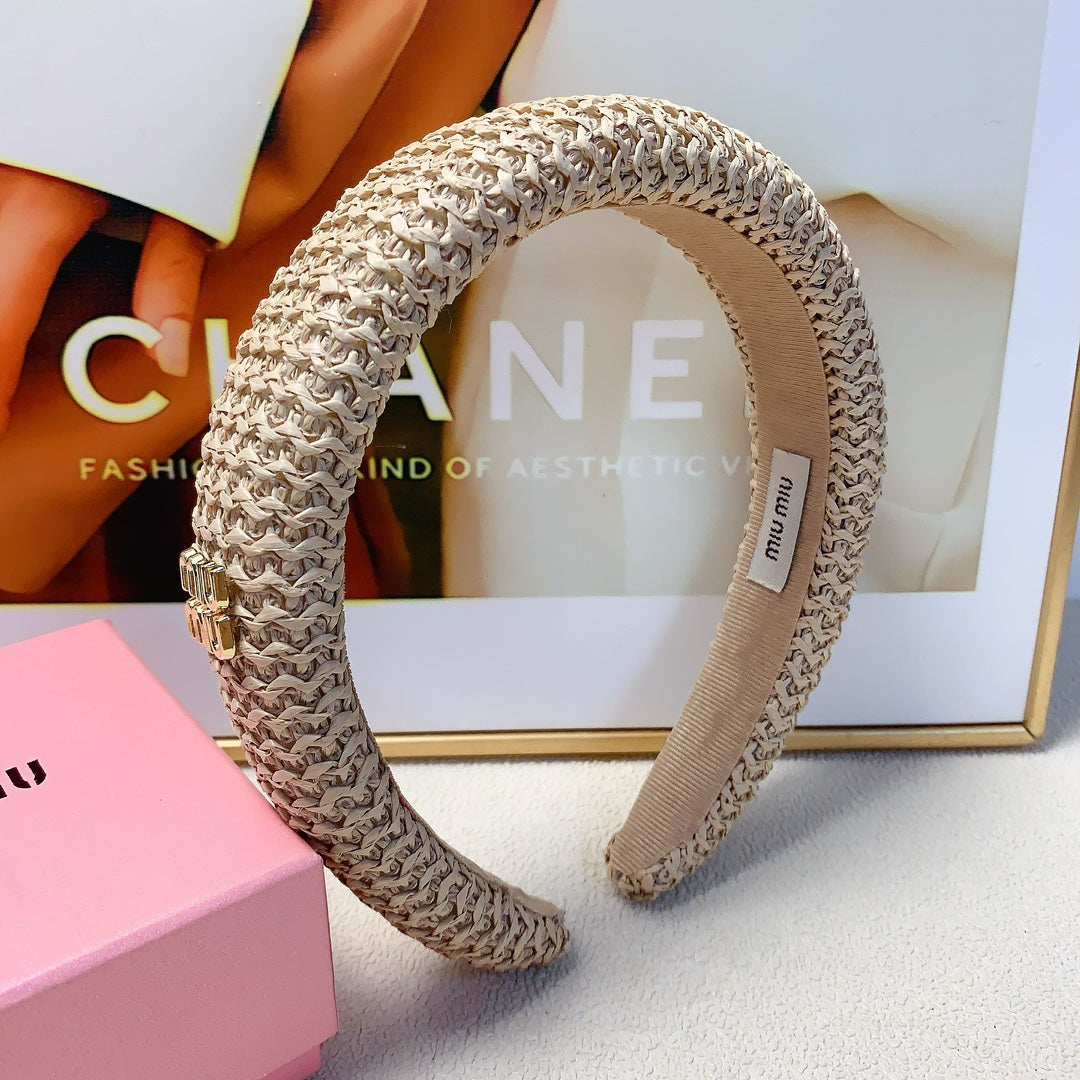 CHANEL HEADBAND IN BEIGE RAFFIA 241189