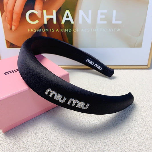CHANEL THICK HEADBAND IN BLACK SILK 241198