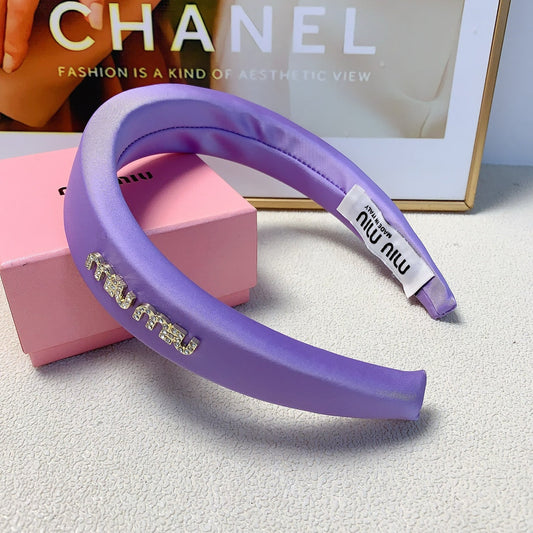CHANEL THICK HEADBAND IN PURPLE SILK 241199
