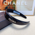 PRADA THICK HEADBAND IN BLACK GLOSSY CALFSKIN 278255