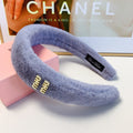 CHANEL HEAD BAND IN LAVENDER GRAY RABBIT FUR