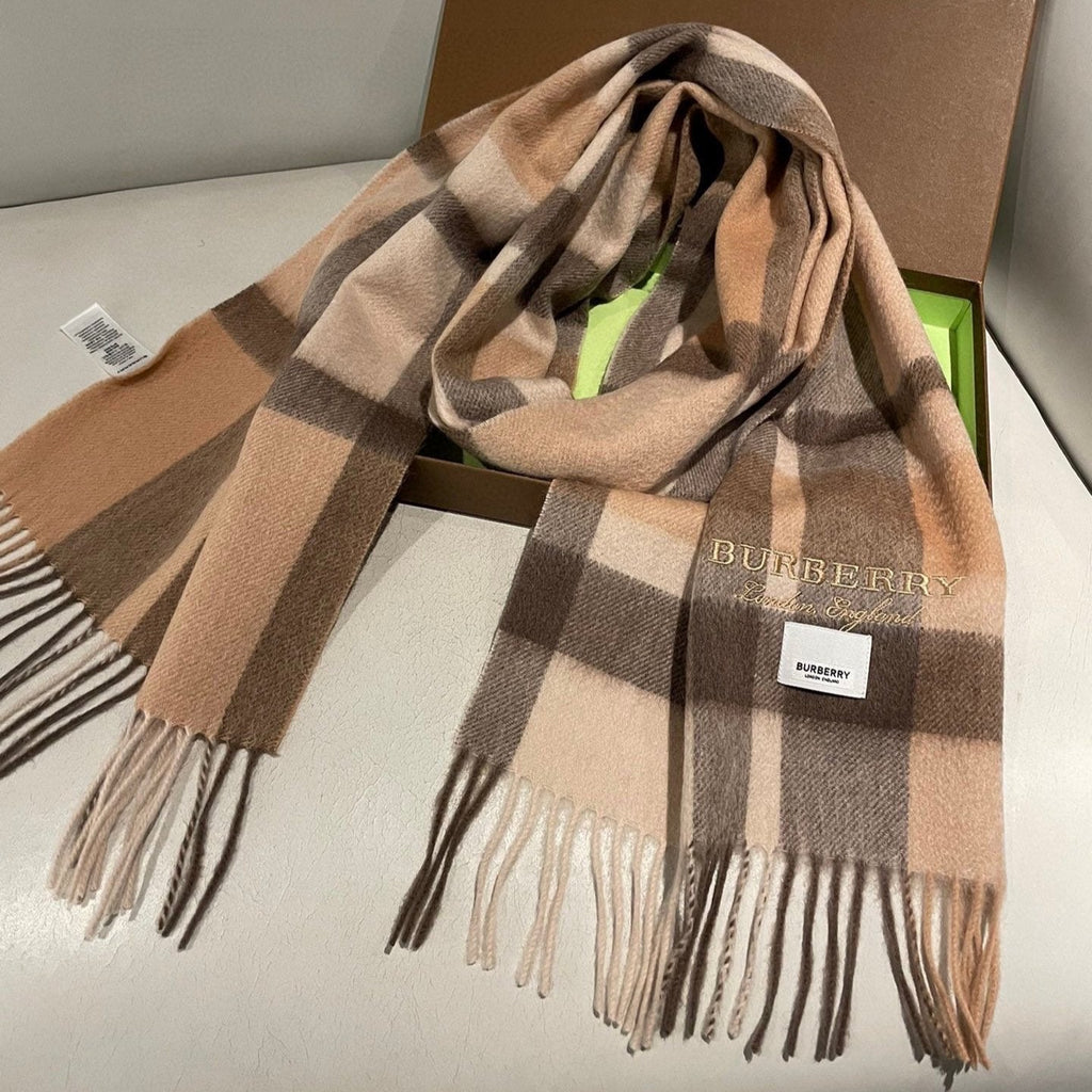 BURBERRY SCARF 180 CM IN CINNAMON BROWN CASHMERE 408784