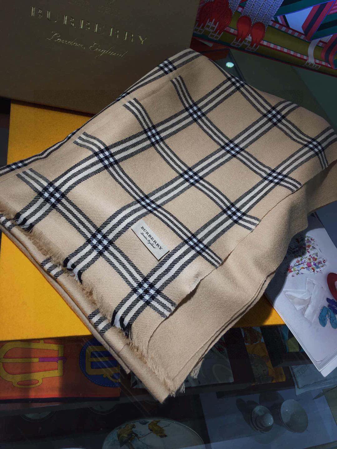 BURBERRY BBR SCARF 190 CM IN CASHMERE 508440