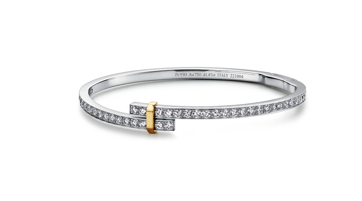 TIFFANY EDGE DIAMOND GOLD SILVER BRACELET