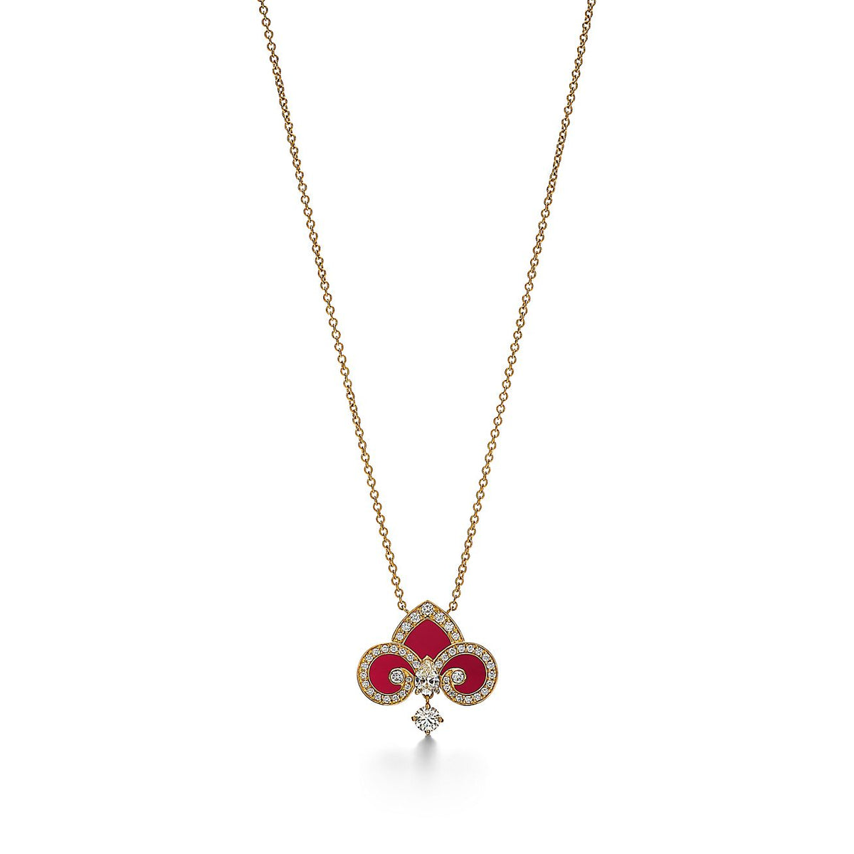 TIFFANY FLEUR DE LIS PINK GOLD DIAMOND NECKLACE