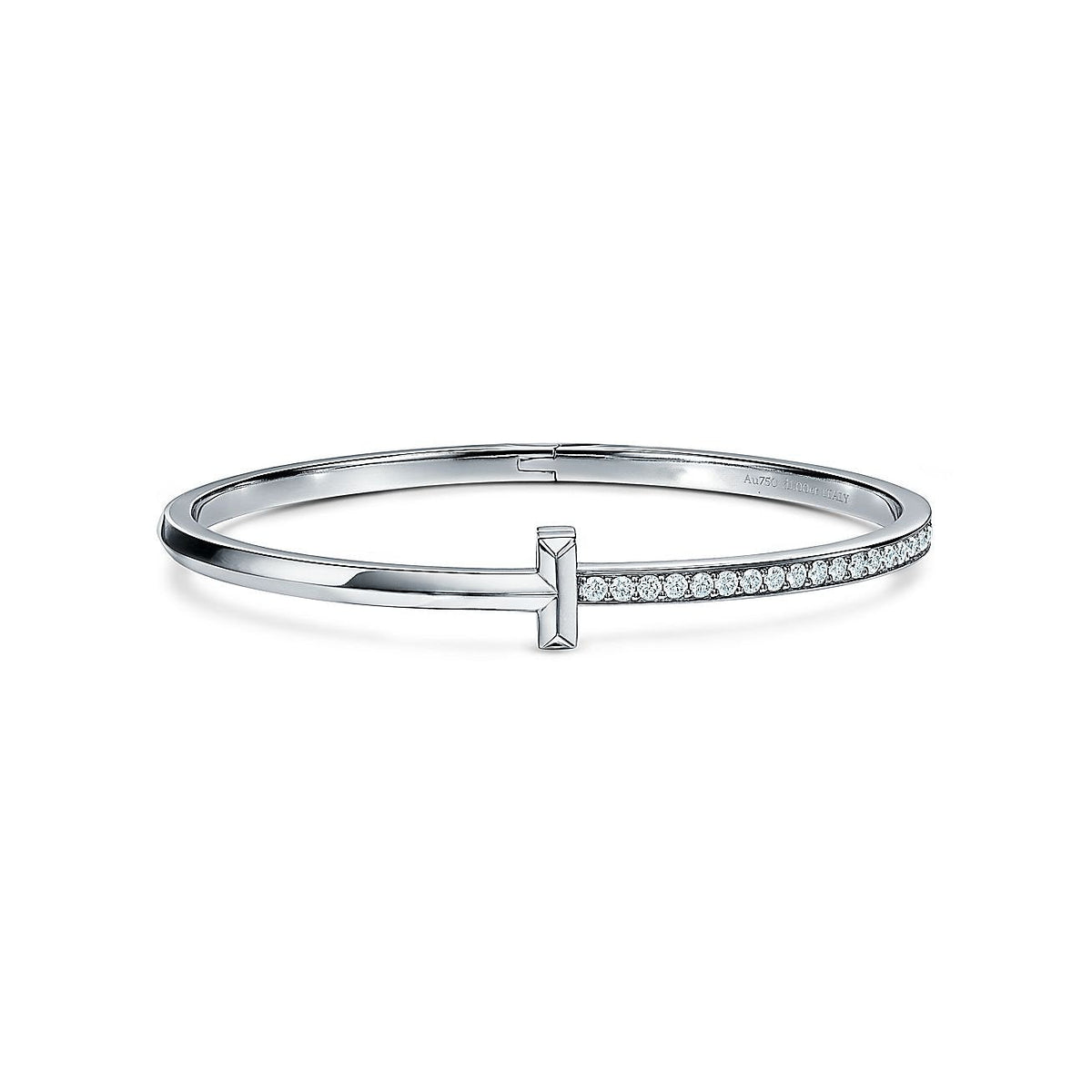 TIFFANY NARROW T1 HINGED BANGLE DIAMOND SILVER