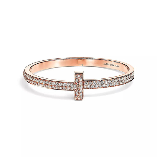 TIFFANY T1 WIDE HINGED BANGLE DIAMOND PAVED BRACELET