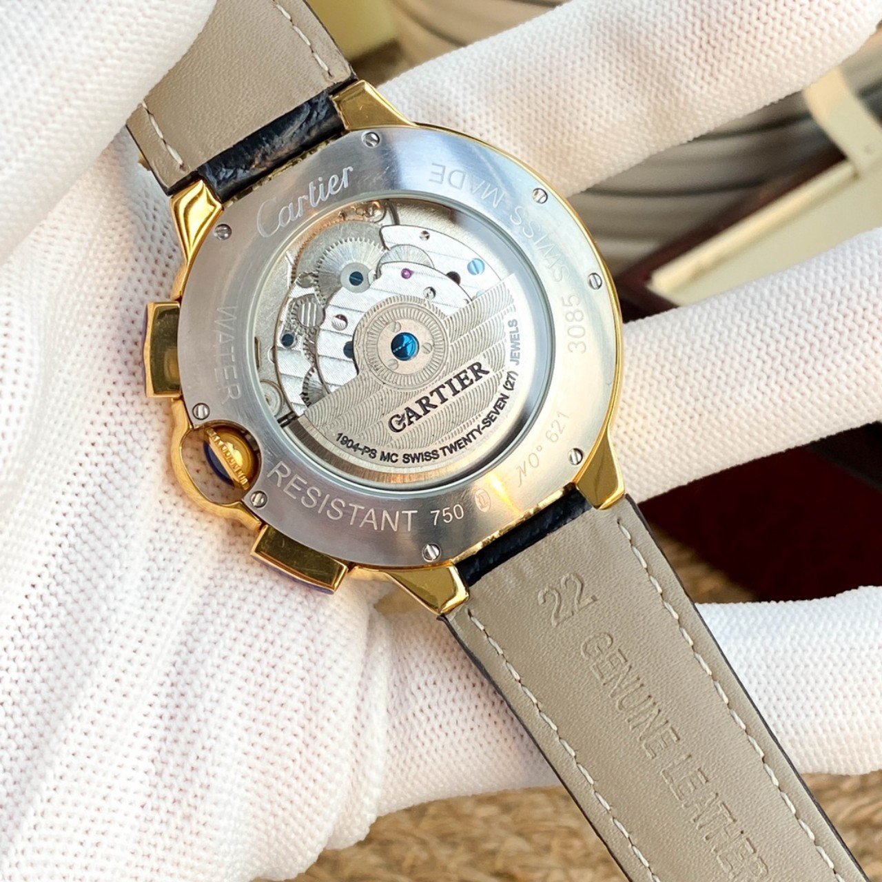 CARTIER BALLON BLEU MOON DAY TOURBILLON LEATHER STRAP