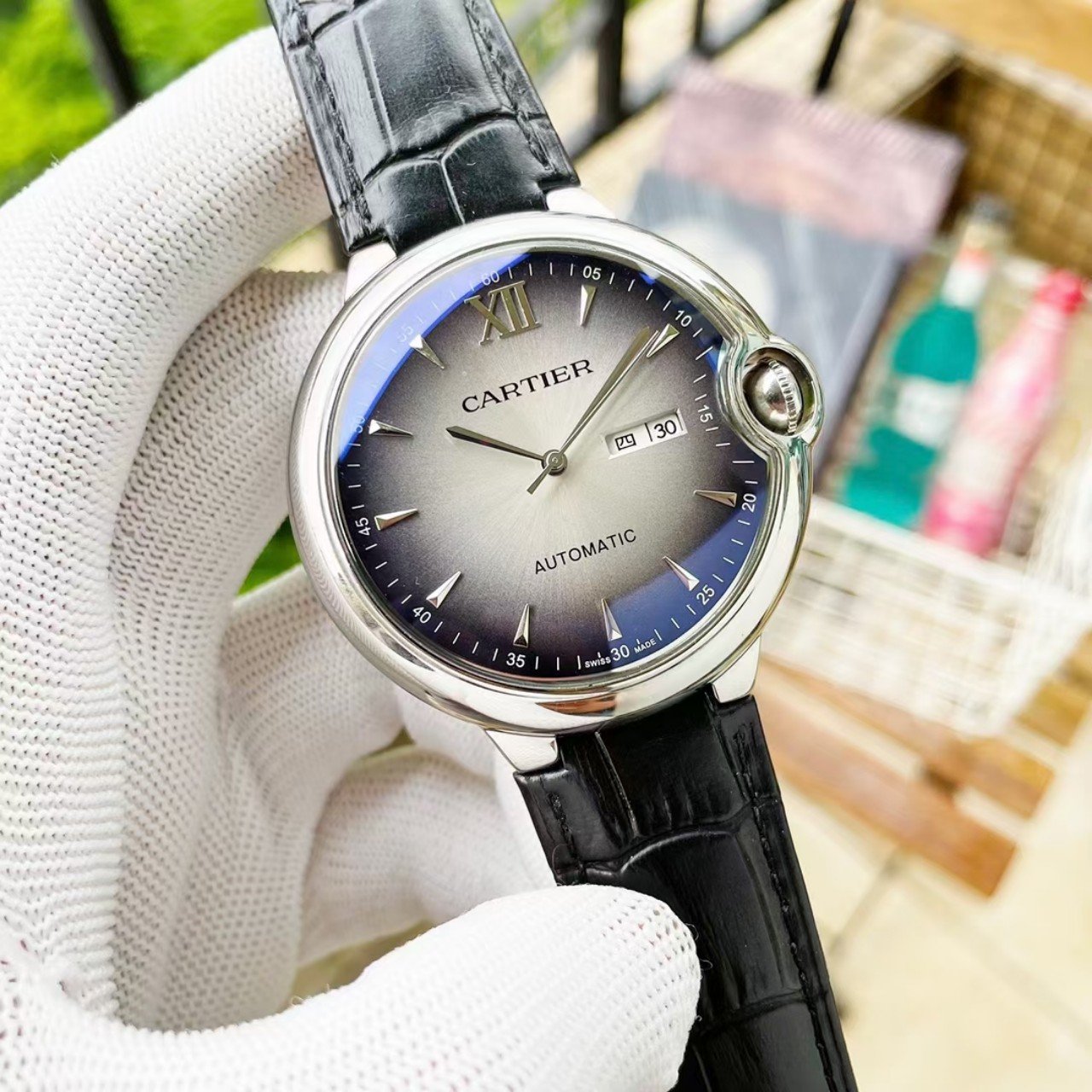 CARTIER BALLON BLEU DAY-DATE 44 LEATHER STRAP